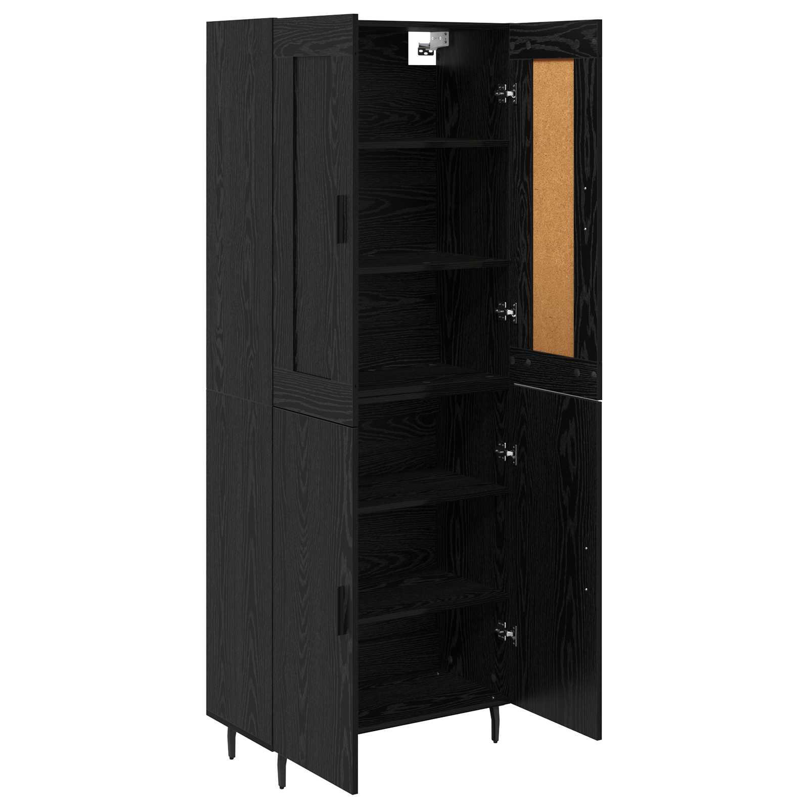 Haut Armoire 2 pcs Chêne noir Bois Aggloméré et Verre - XIOS