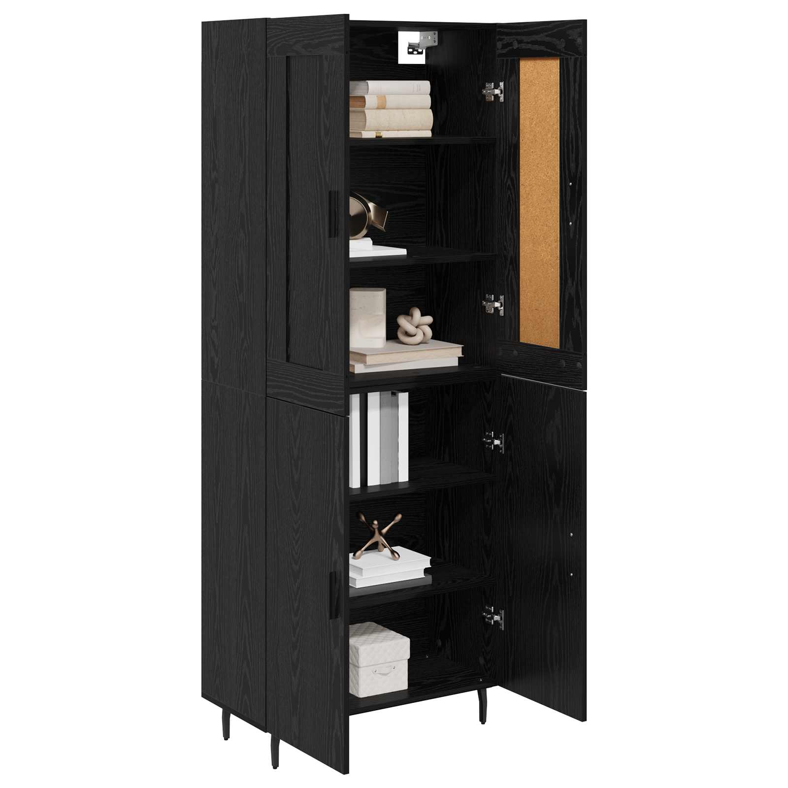 Haut Armoire 2 pcs Chêne noir Bois Aggloméré et Verre - XIOS