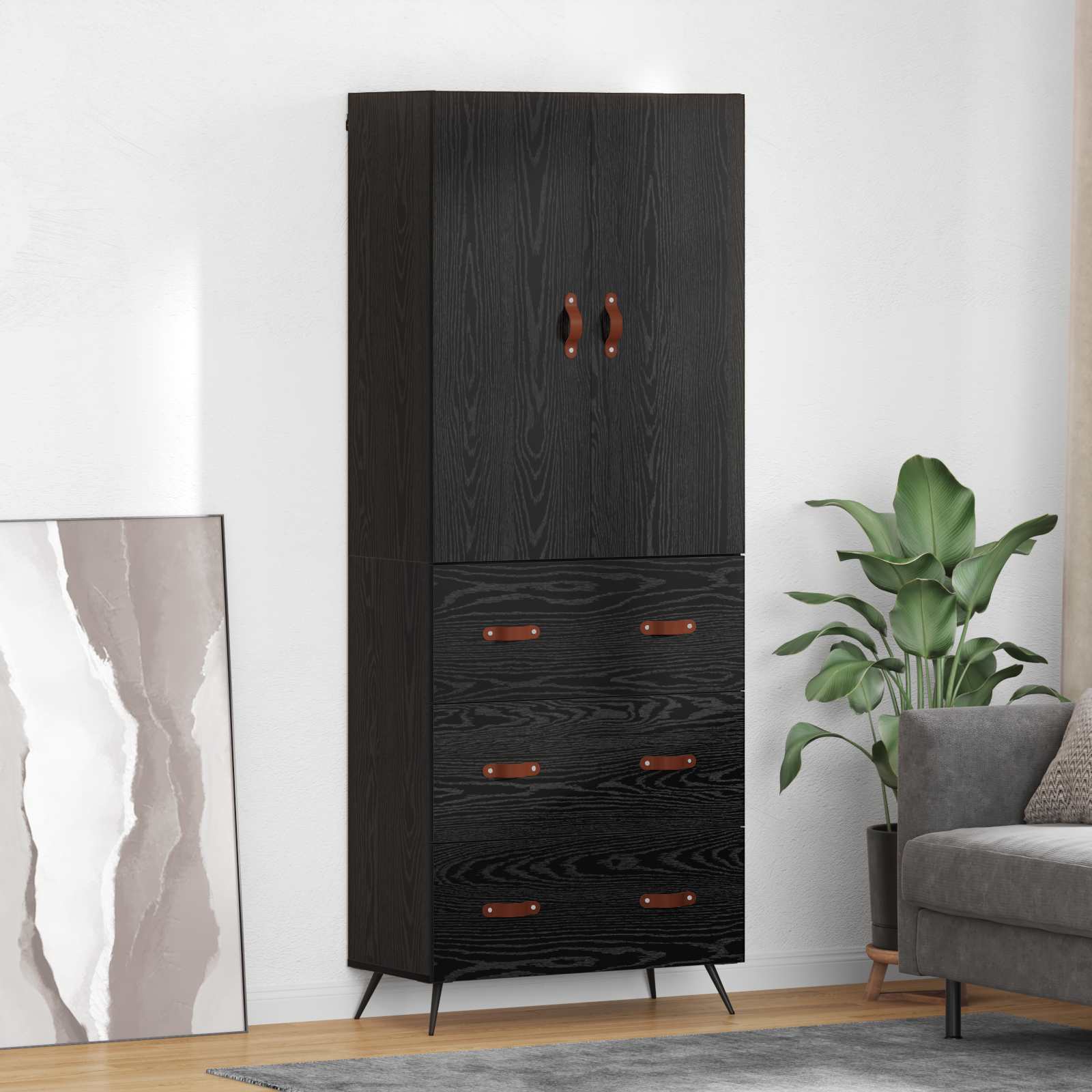 Haut Armoire Chêne noir 69,5 x 34 x 180 cm Bois d'ingénierie