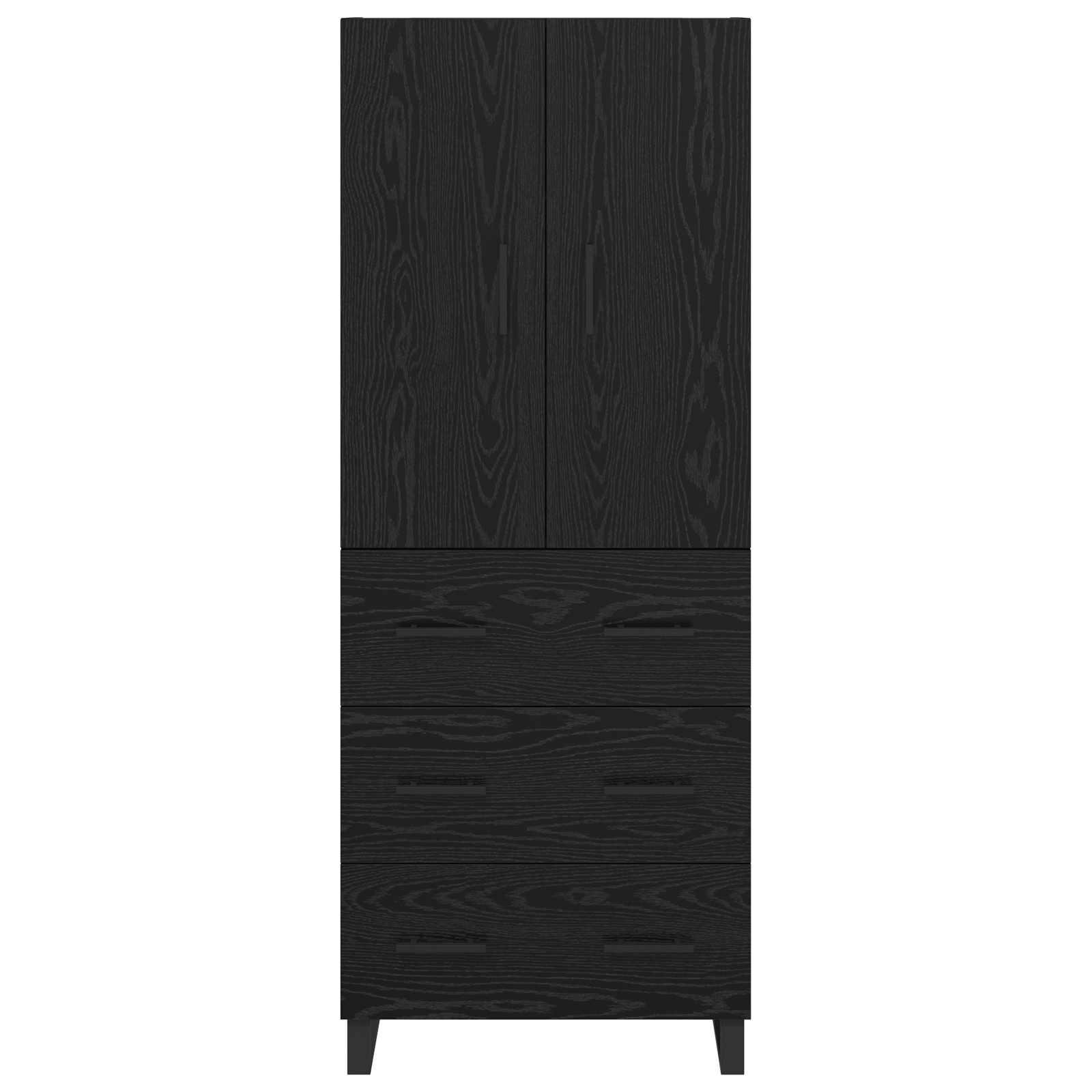Haut Armoire 2 pcs Chêne noir Bois Aggloméré et Verre - XIOS