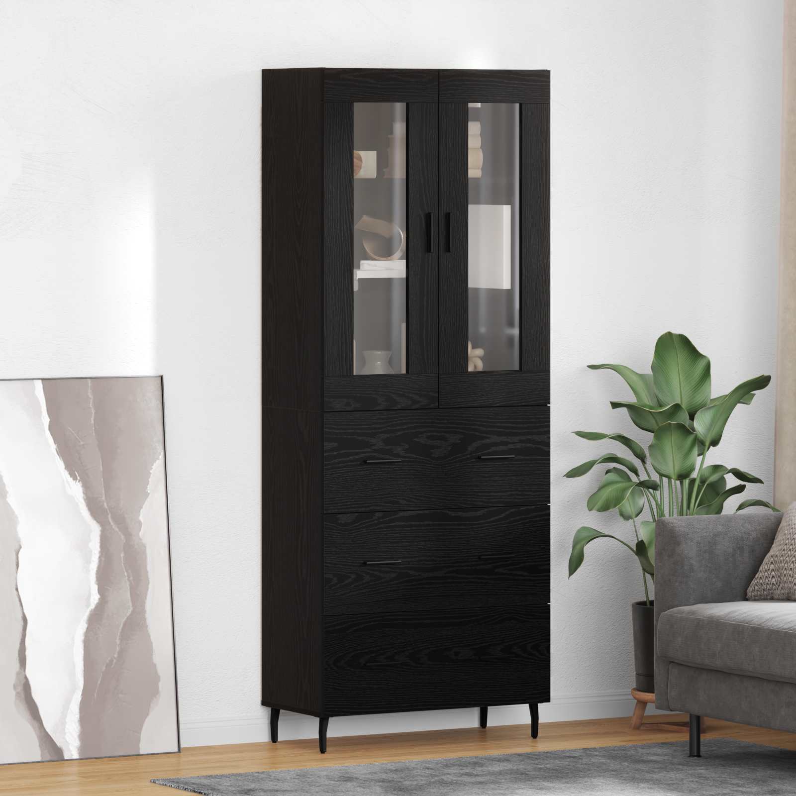 Haut Armoire 2 pc Chêne noir 69,5 x 34 x 180 cm