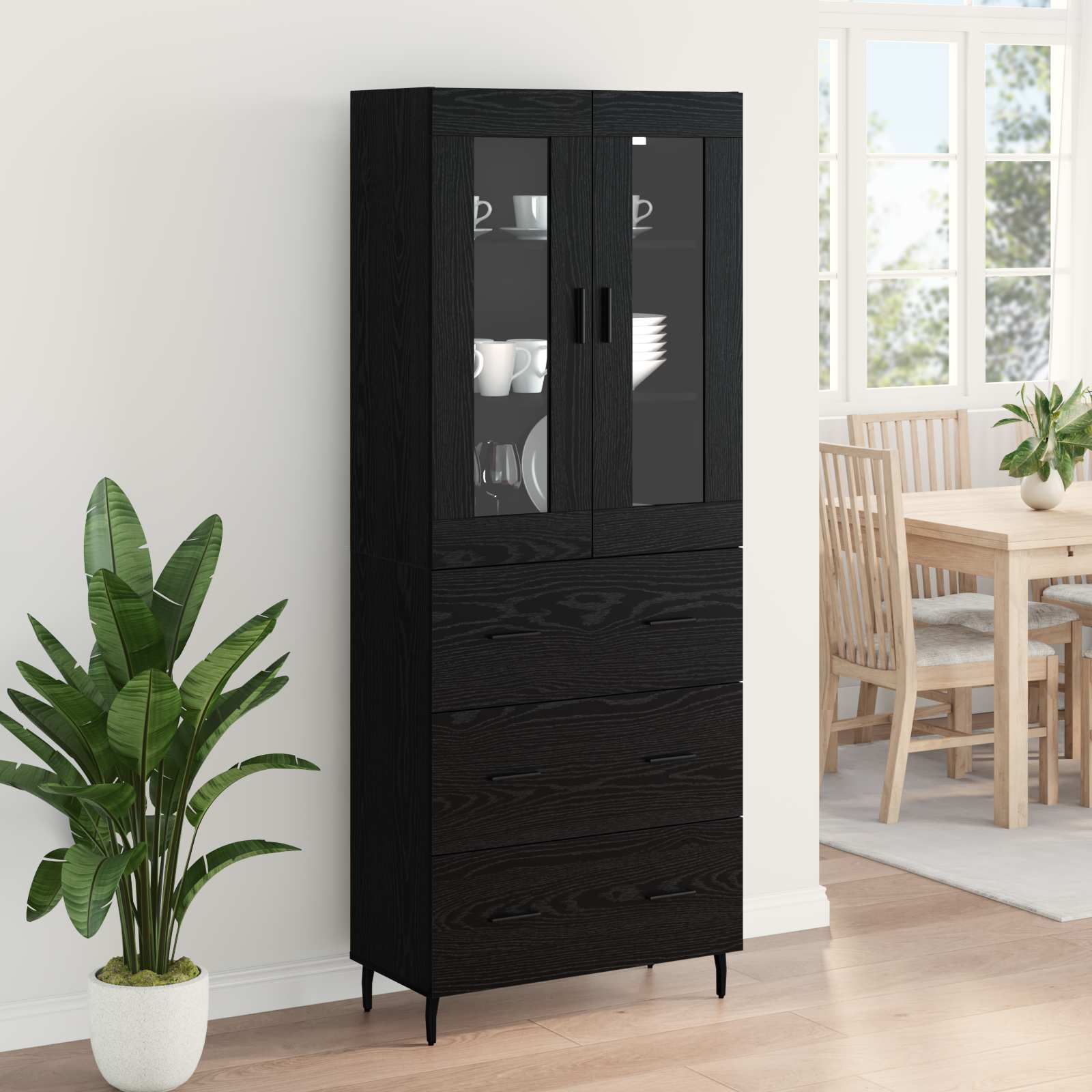 Haut Armoire 2 pc Chêne noir 69,5 x 34 x 180 cm