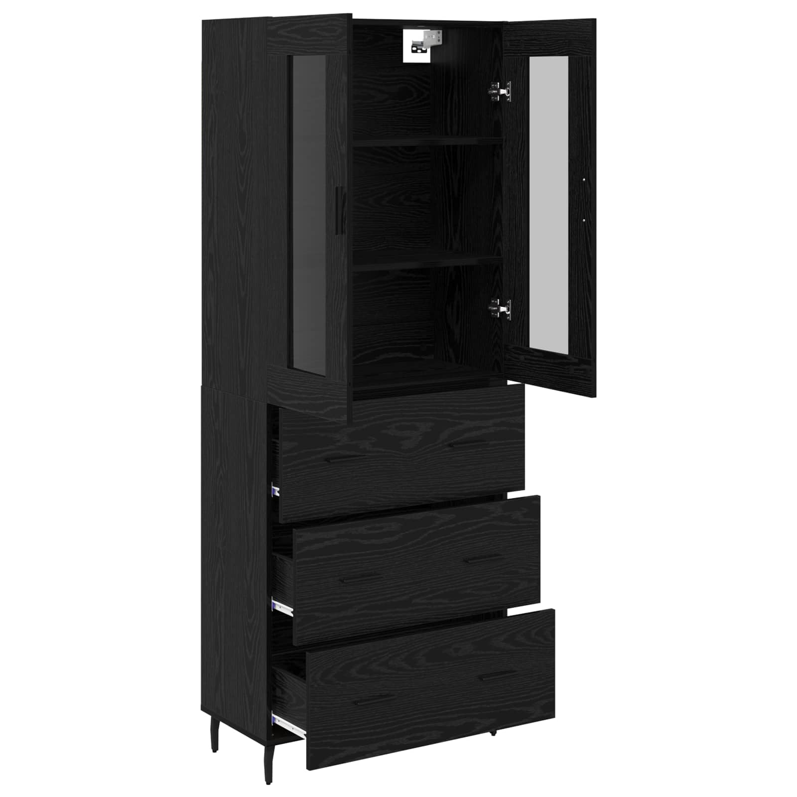 Haut Armoire 2 pc Chêne noir 69,5 x 34 x 180 cm