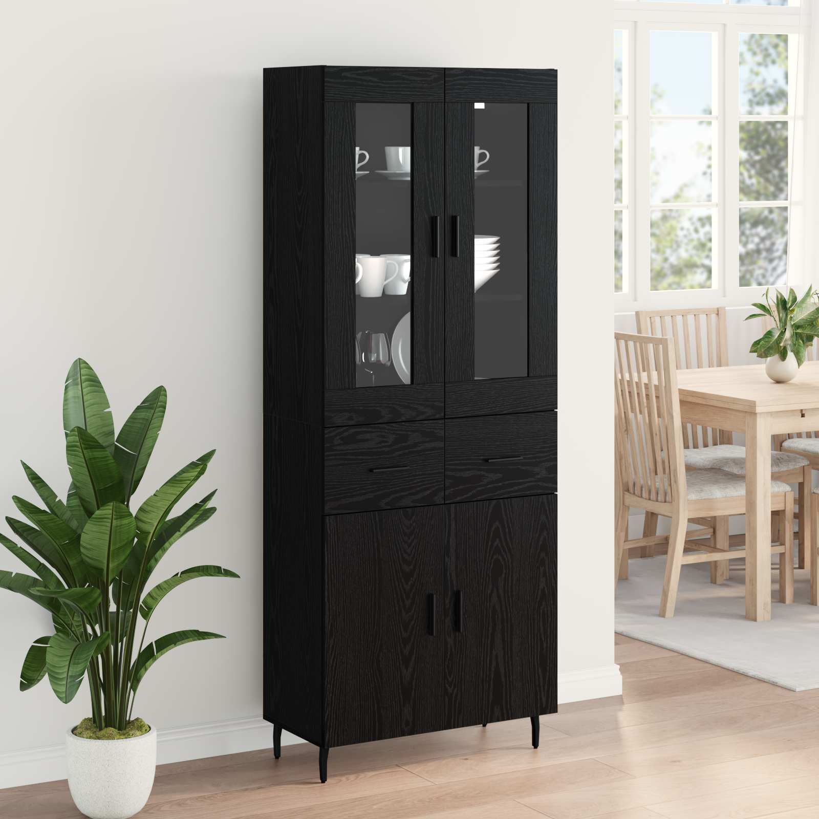 Haut Armoire 2 pc Chêne noir 69,5 x 34 x 180 cm