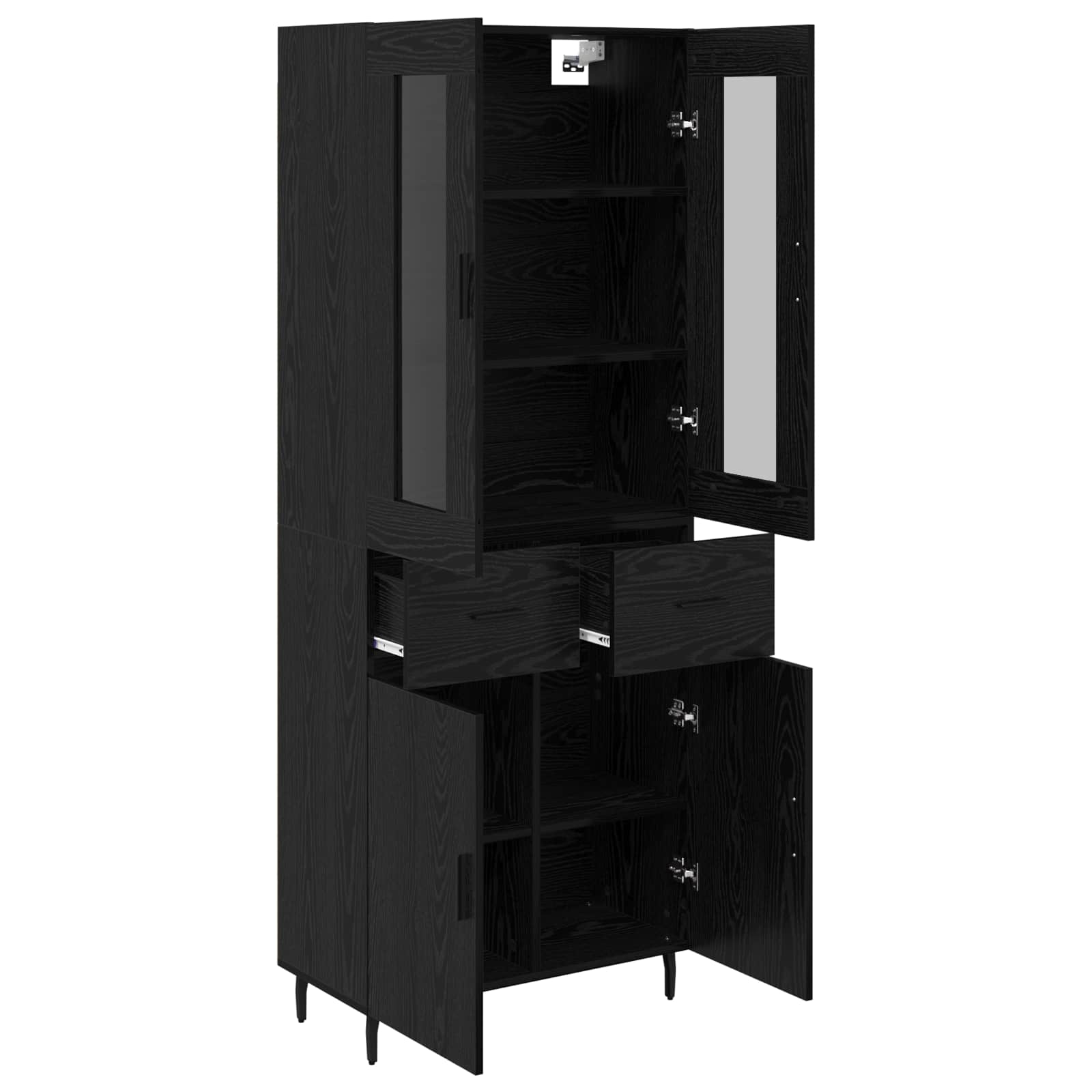 Haut Armoire 2 pc Chêne noir 69,5 x 34 x 180 cm