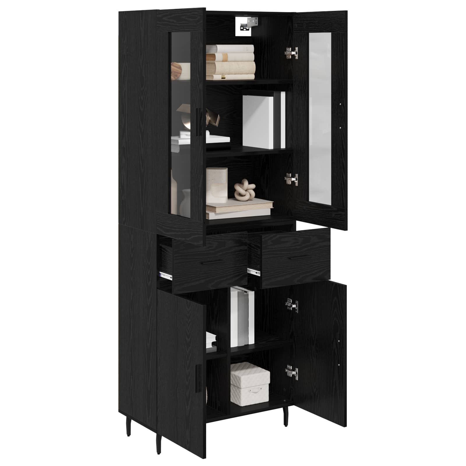 Haut Armoire 2 pc Chêne noir 69,5 x 34 x 180 cm