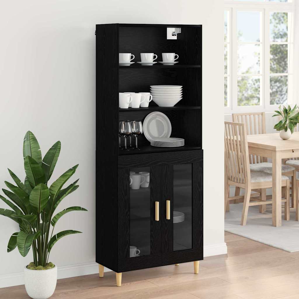 Haut Armoire Montage mural 2 pcs Chêne noir 69,5 x 34 x 180 cm - XIOS