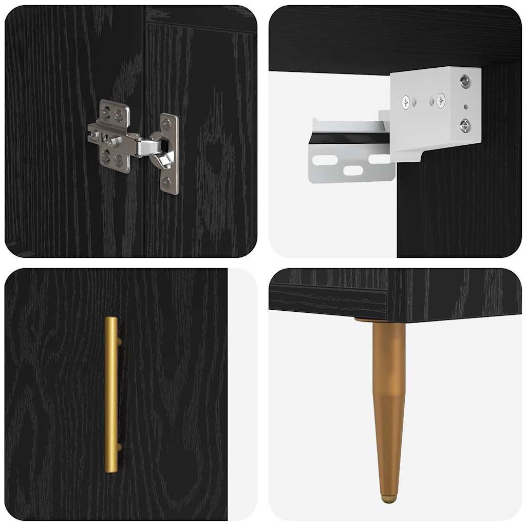 Haut Armoire Montage mural 2 pcs Chêne noir Bois d'ingénierie - XIOS