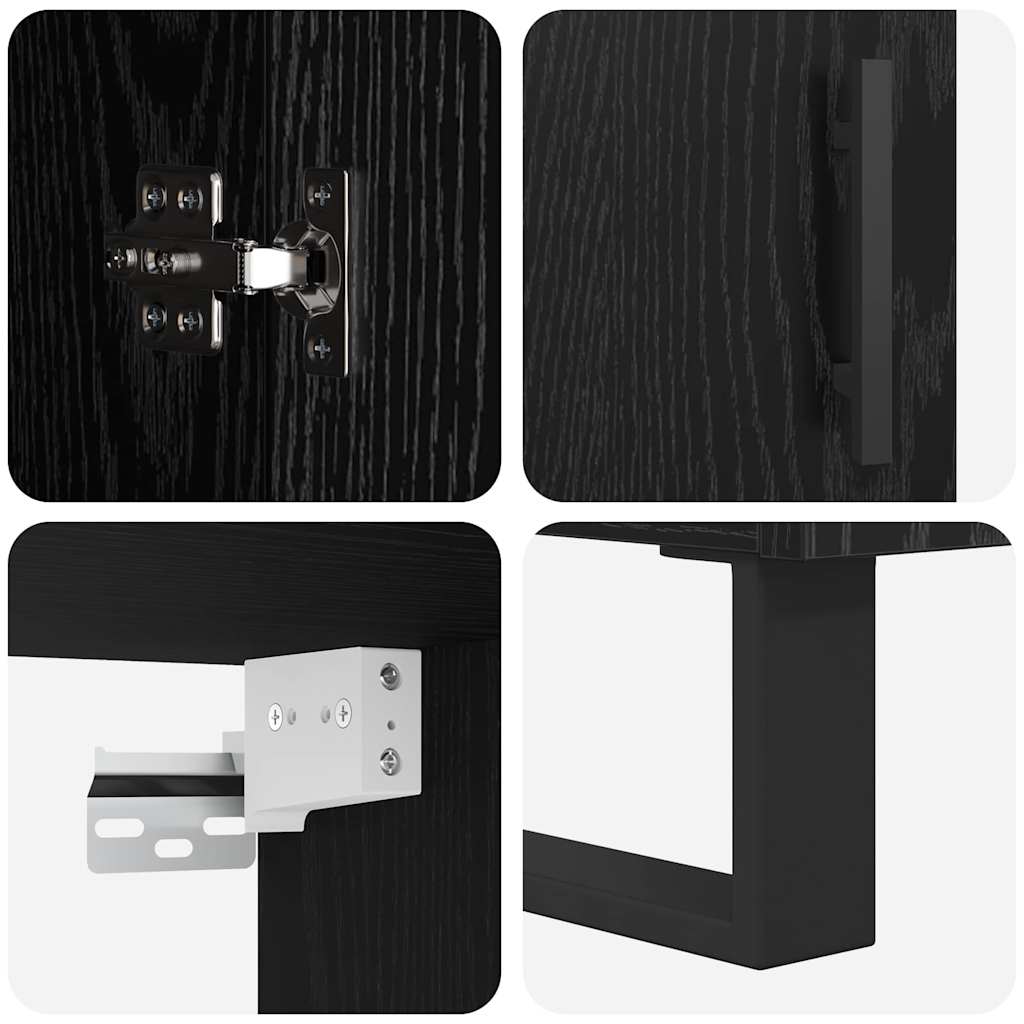 Haut Armoire 2 pc Chêne noir 69,5 x 34 x 180 cm