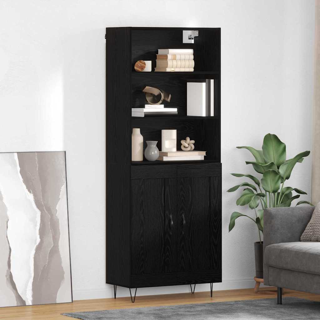 Haut Armoire Montage mural 2 pcs Chêne noir Bois d'ingénierie - XIOS