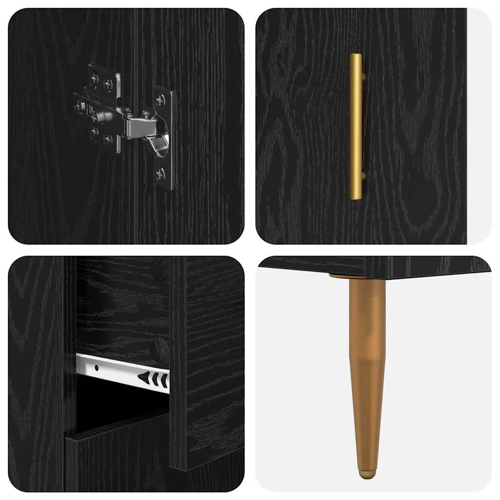 Haut Armoire avec tiroir 2 pcs Chêne noir Bois d'ingénierie - XIOS