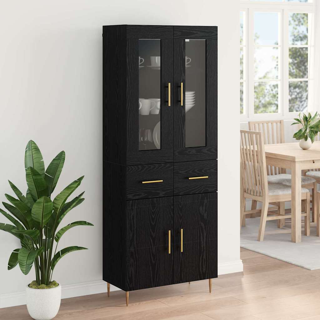 Haut Armoire avec tiroir 2 pcs Chêne noir Bois d'ingénierie - XIOS