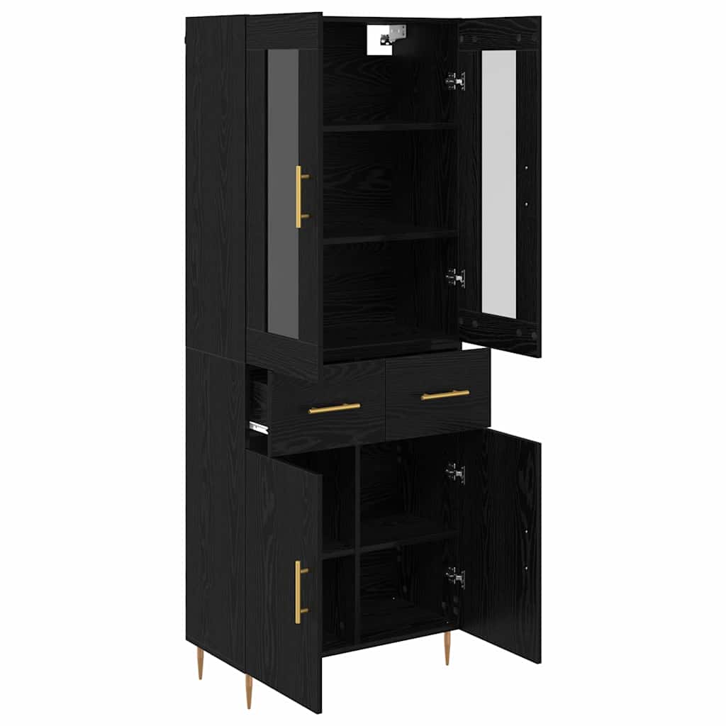 Haut Armoire avec tiroir 2 pcs Chêne noir Bois d'ingénierie - XIOS
