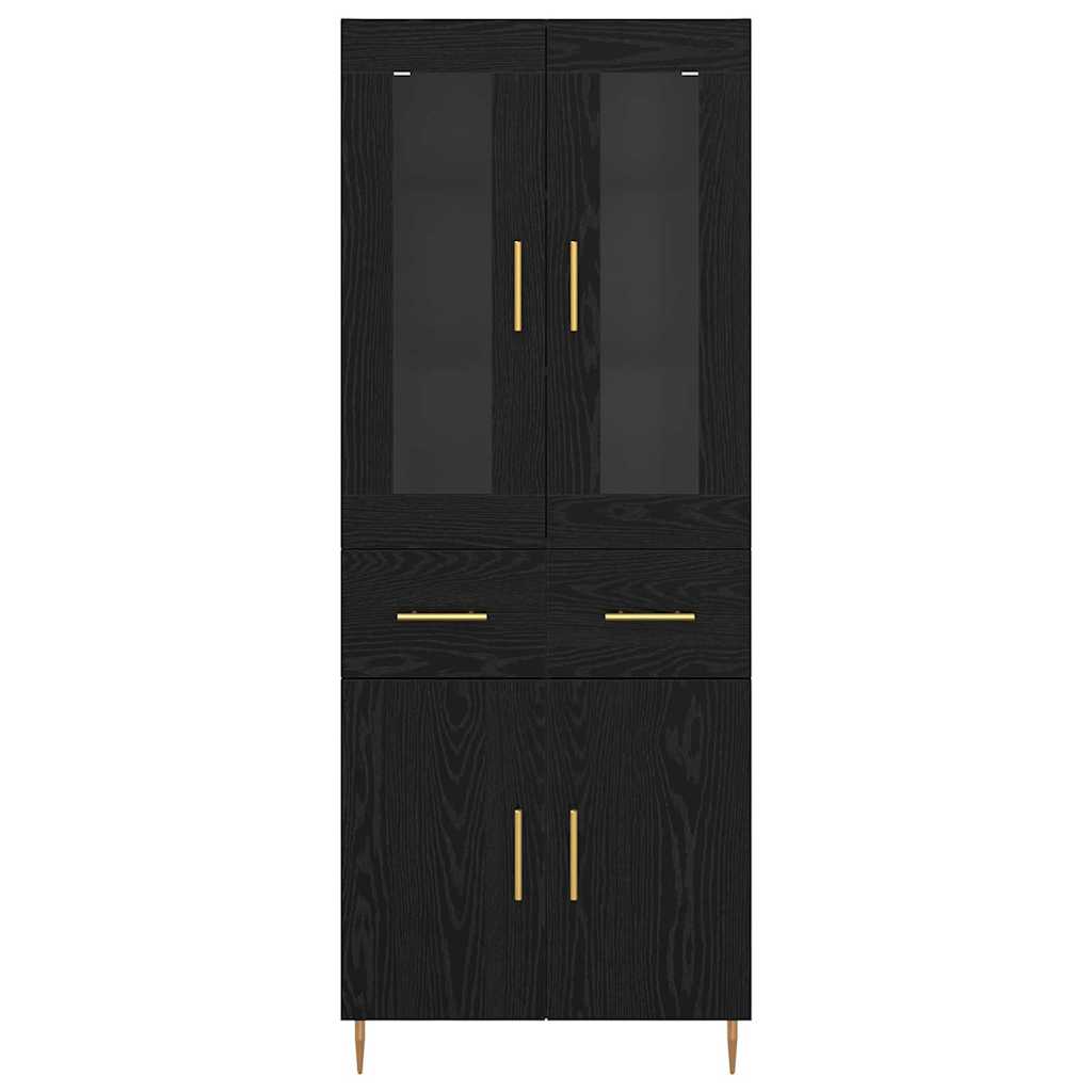 Haut Armoire avec tiroir 2 pcs Chêne noir Bois d'ingénierie - XIOS