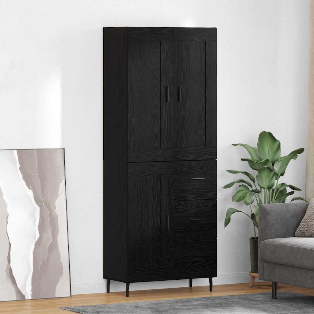 Haut Armoire avec tiroir 2 pcs Chêne noir Bois d'ingénierie - XIOS