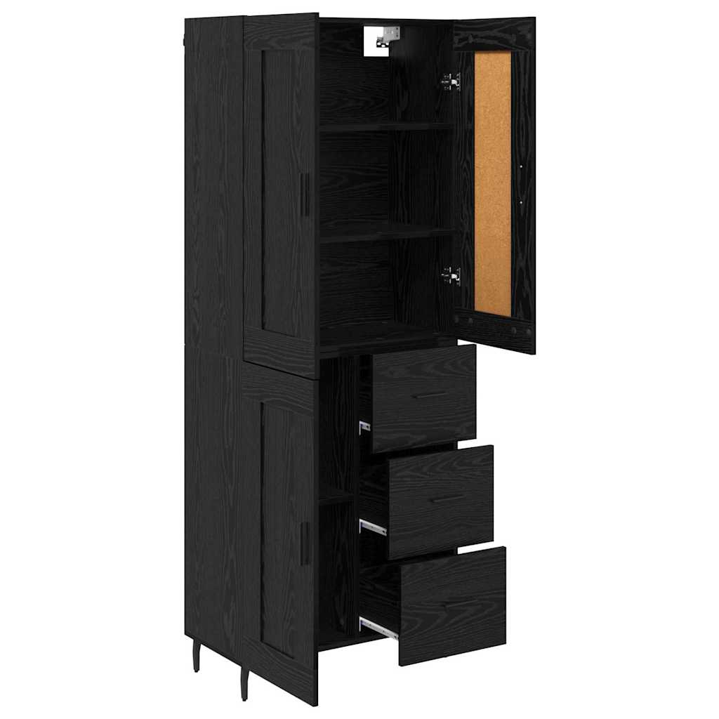 Haut Armoire avec tiroir 2 pcs Chêne noir Bois d'ingénierie - XIOS