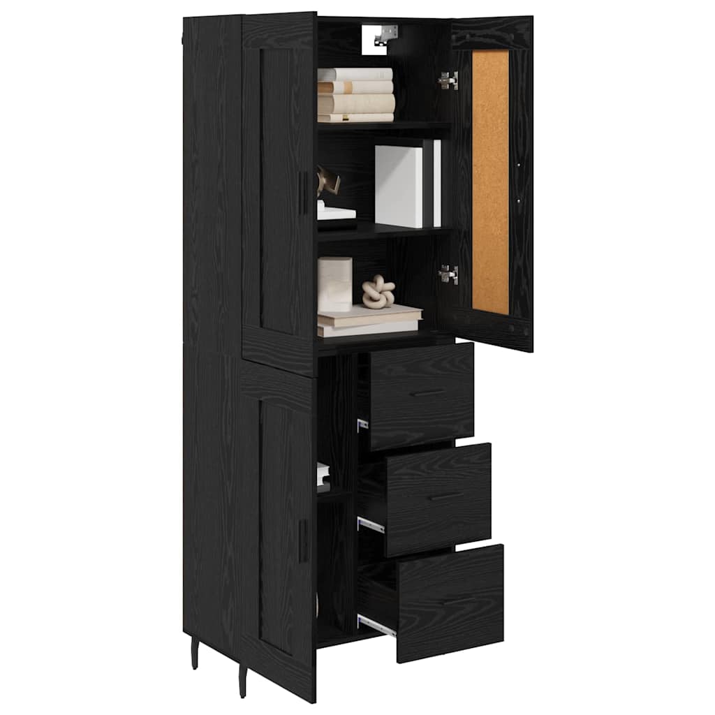 Haut Armoire avec tiroir 2 pcs Chêne noir Bois d'ingénierie - XIOS
