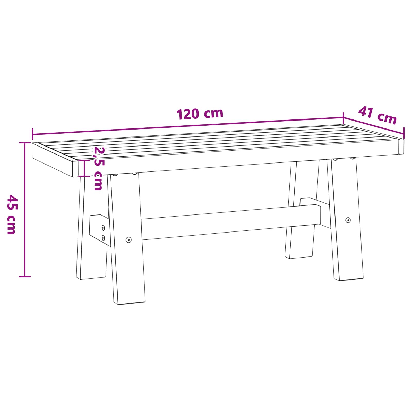 Banc de salle à manger NOAIN 120 x 41 x 45 cm Pin massif - XIOS