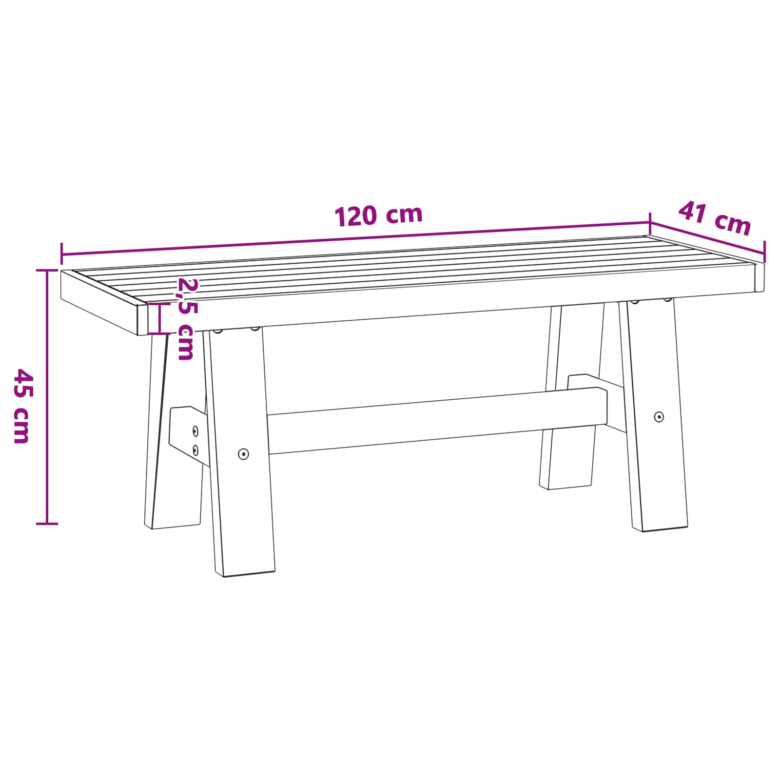 Banc de salle à manger NOAIN 120 x 41 x 45 cm Pin massif Noir - XIOS