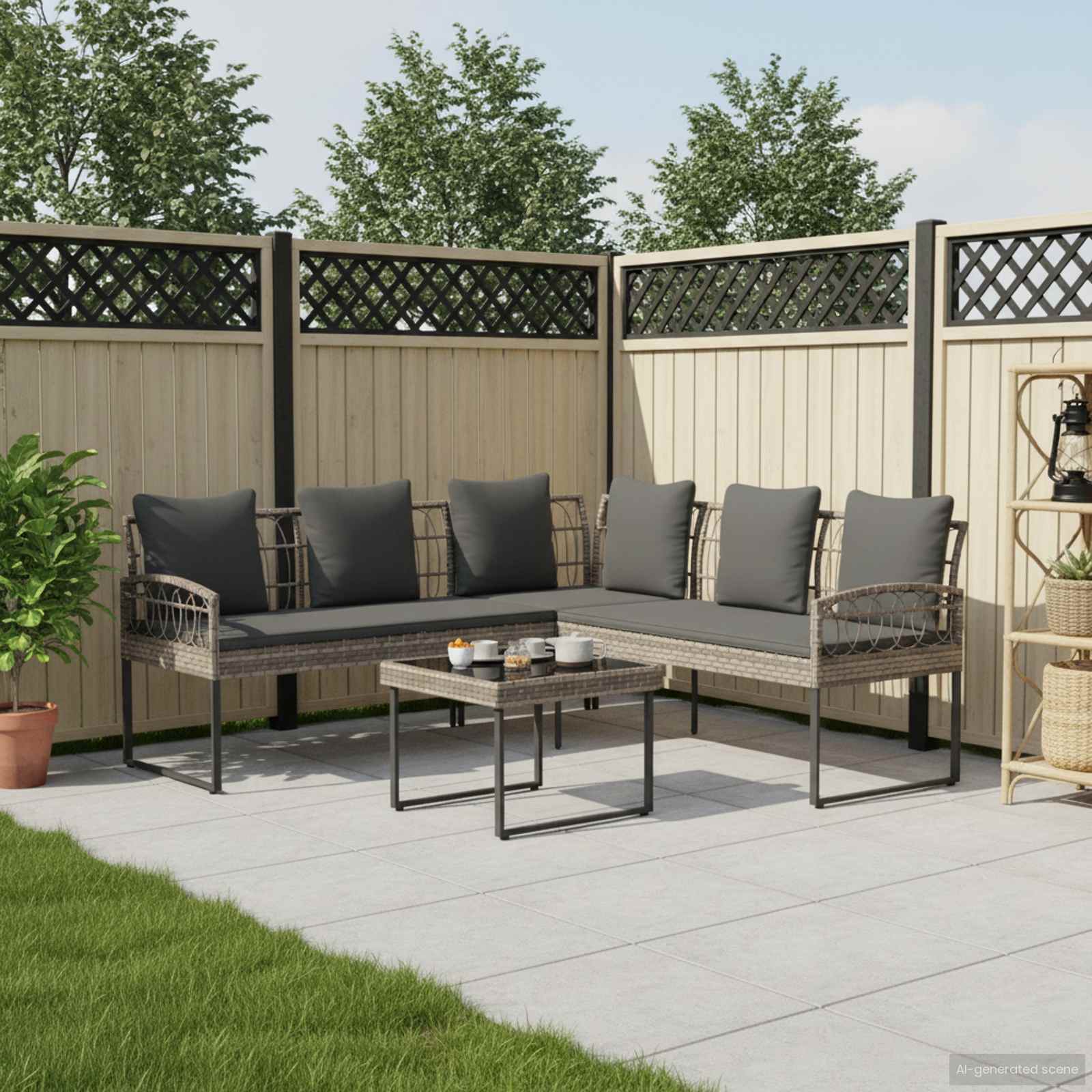 Ensemble de canapé de jardin avec coussin 2 pcs Gris - XIOS