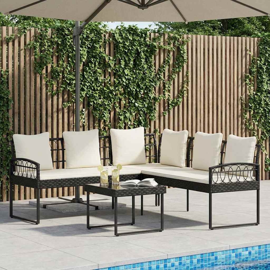 Ensemble de canapé de jardin avec coussin 2 pcs Noir et Crème - XIOS