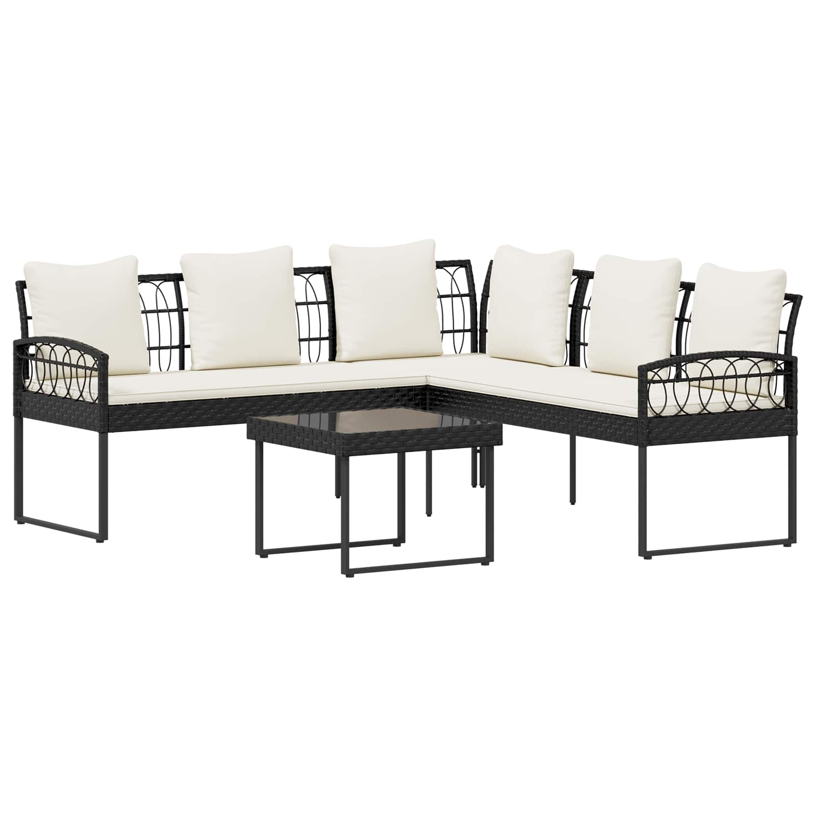 Ensemble de canapé de jardin avec coussin 2 pcs Noir et Crème - XIOS