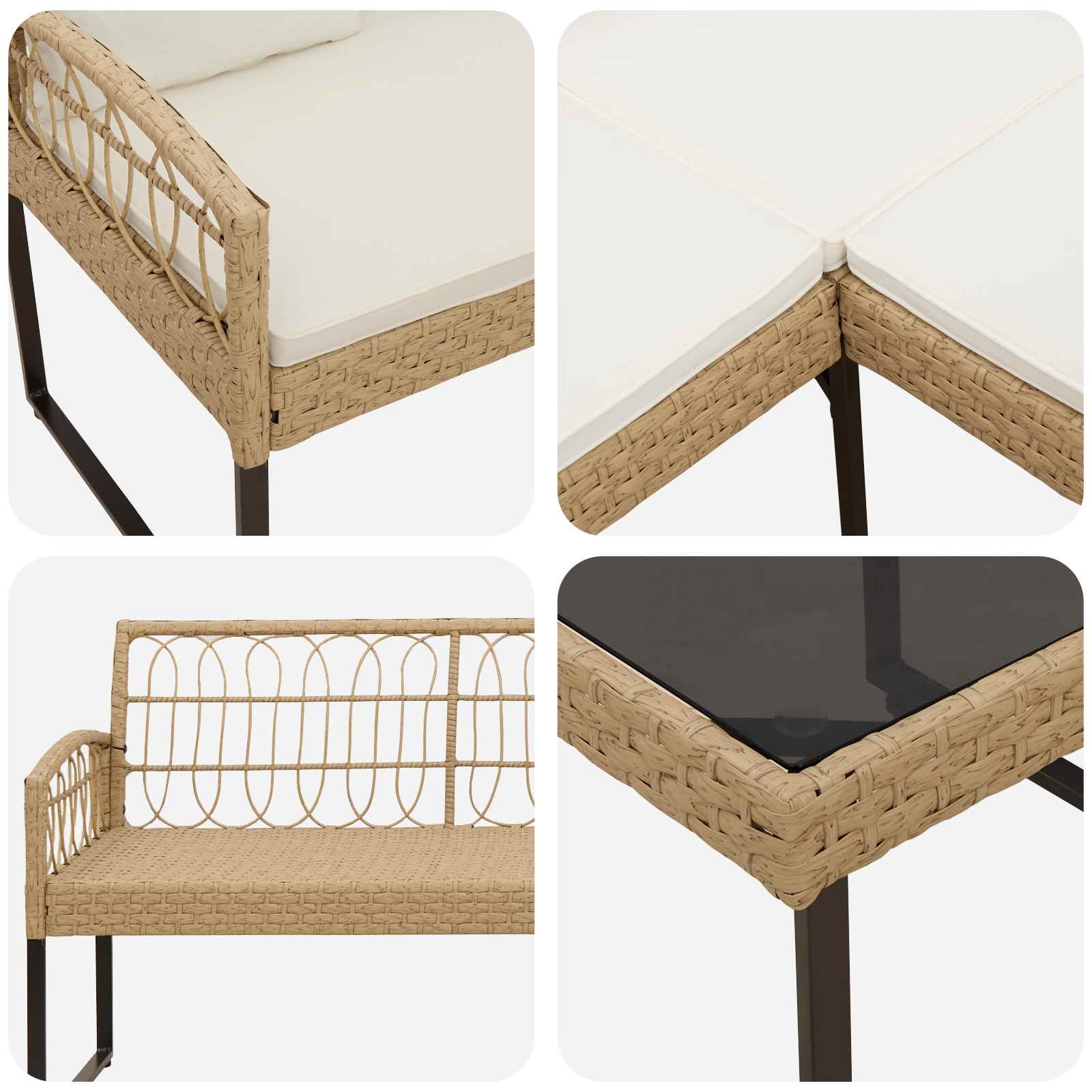 Ensemble de canapé de jardin avec coussin 2 pcs Naturel - XIOS
