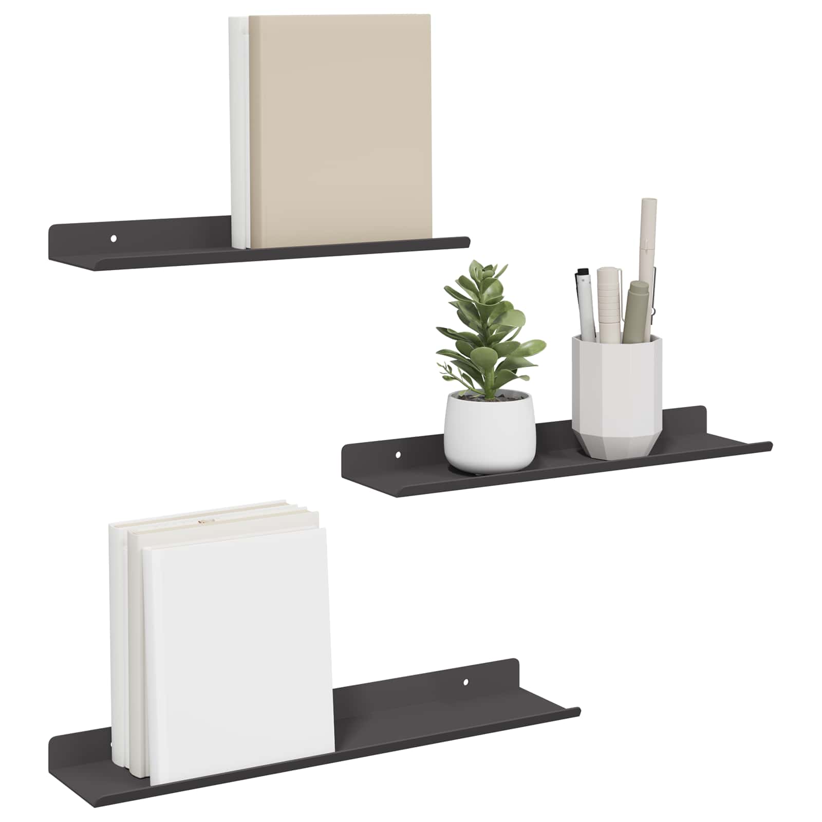 Étagère Murale avec étagère 3 pcs Noir 80 x 9 x 2.5 cm - XIOS