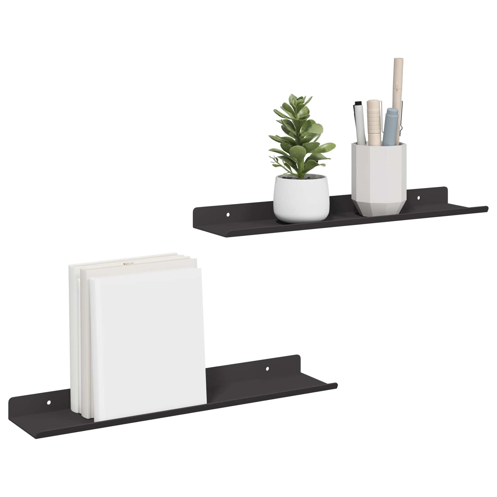 Étagère Murale avec étagère 2 pcs Noir 80 x 9 x 2.5 cm - XIOS