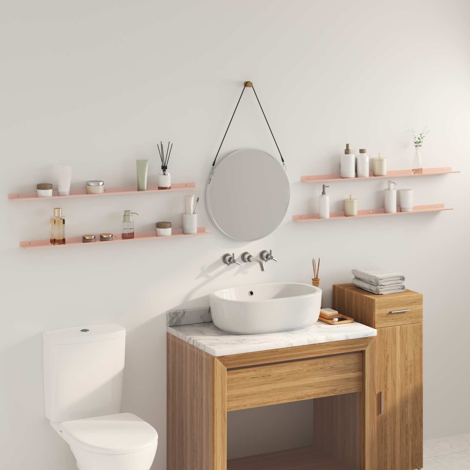 Étagère flottante 4 pcs Rose 100 x 9 x 2,5 cm Acier