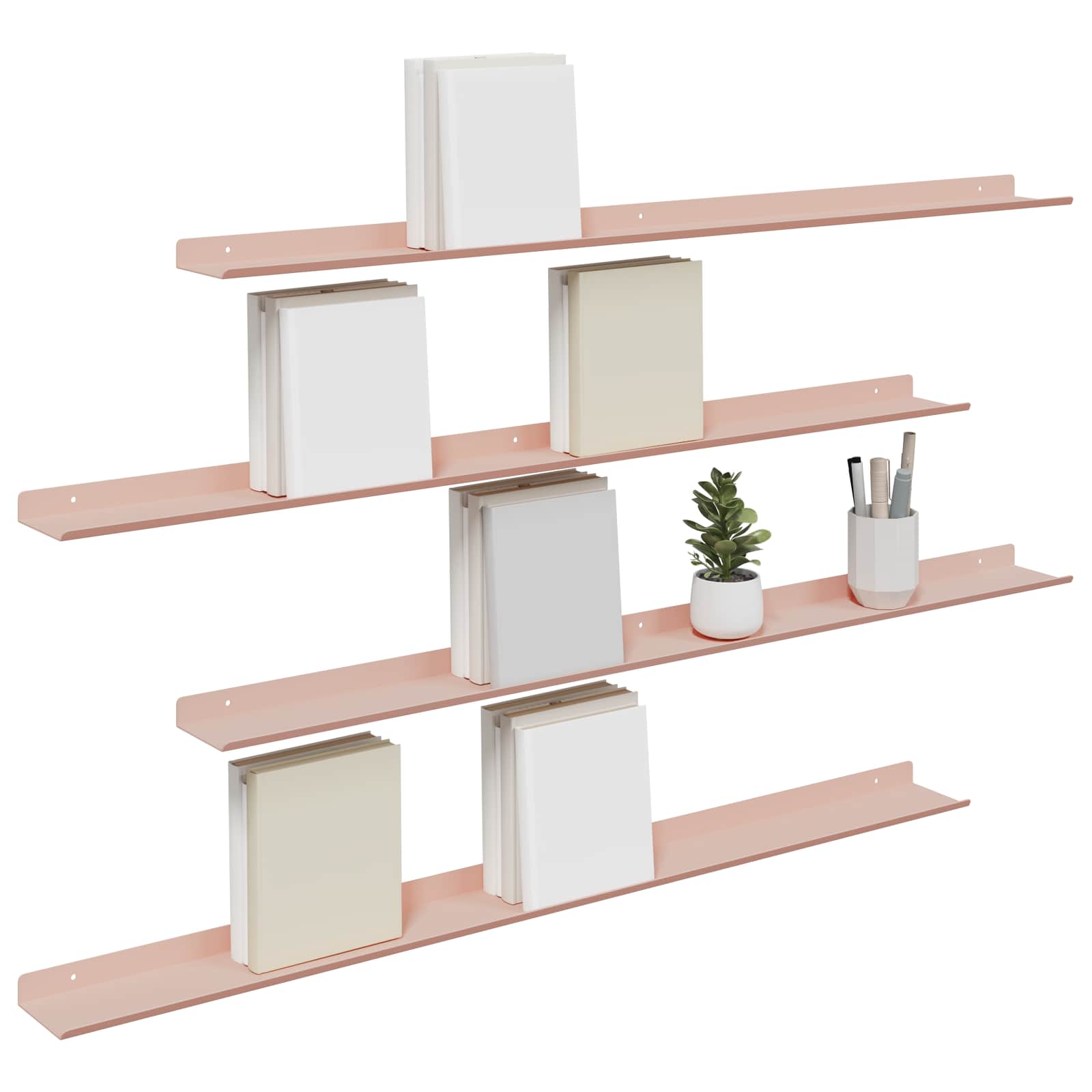 Étagère flottante 4 pcs Rose 100 x 9 x 2,5 cm Acier