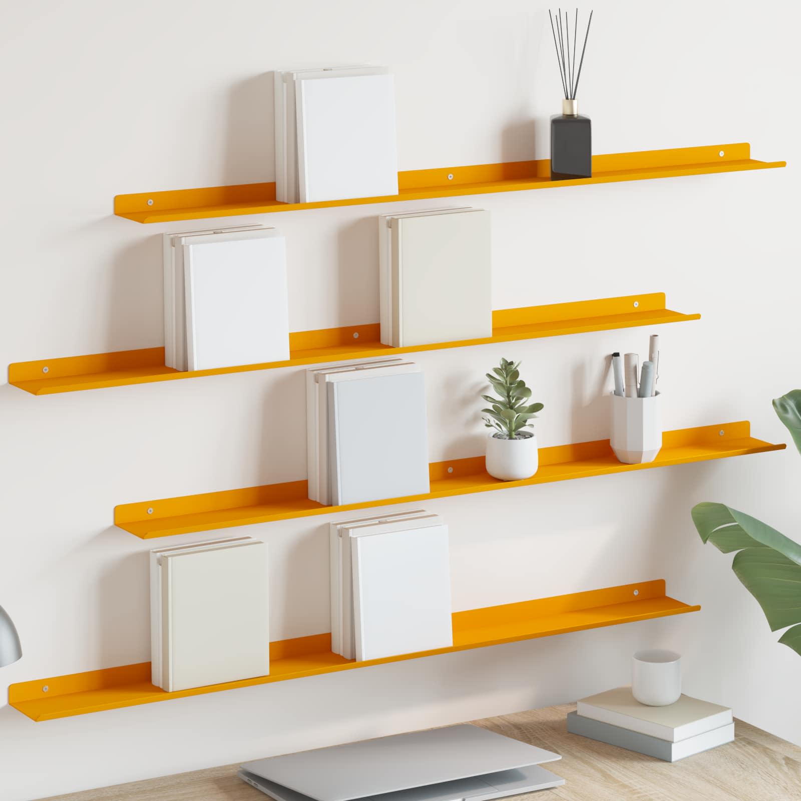 Étagère flottante Montage mural 4 pc Jaune moutarde Acier - XIOS