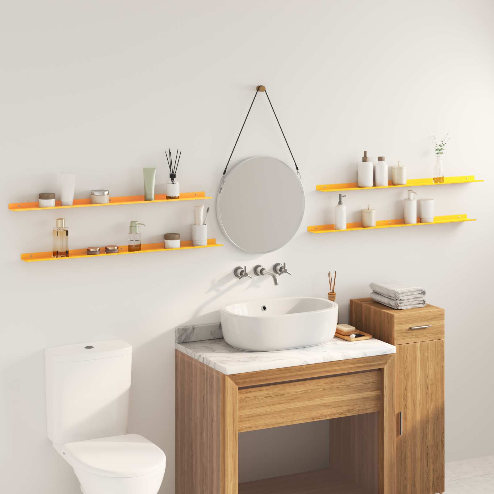 Étagère flottante Montage mural 4 pc Jaune moutarde Acier - XIOS