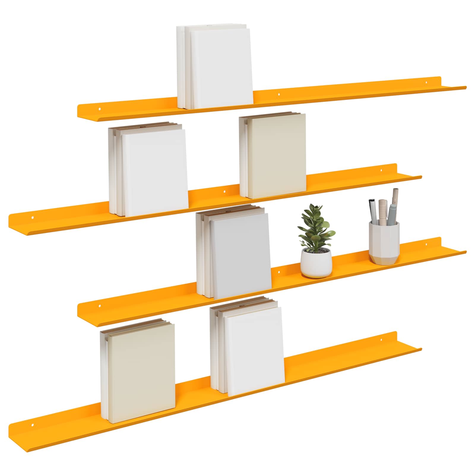 Étagère flottante Montage mural 4 pc Jaune moutarde Acier - XIOS