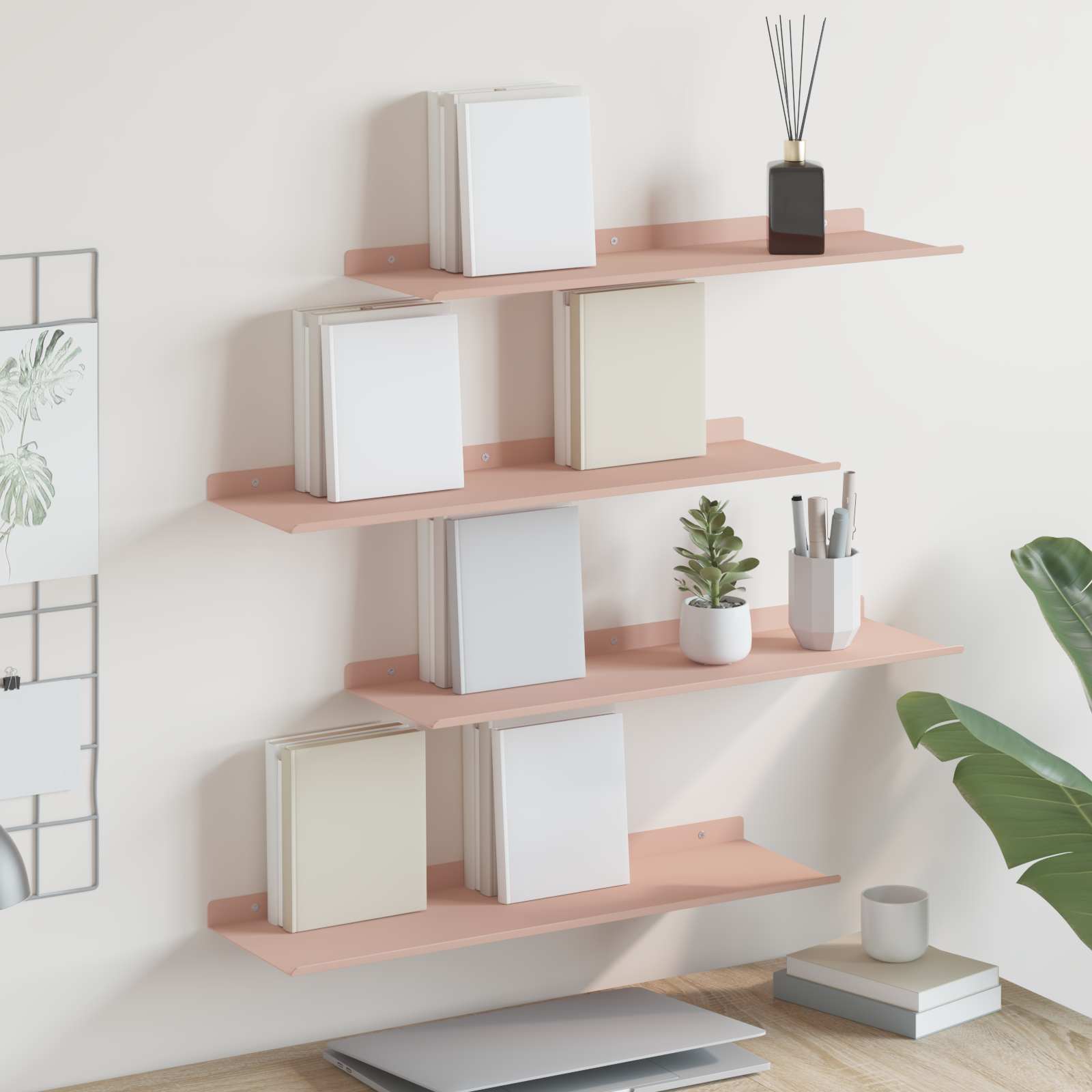 Étagère Murale avec étagère 4 pcs Rose 60 x 18 x 2,5 cm - XIOS