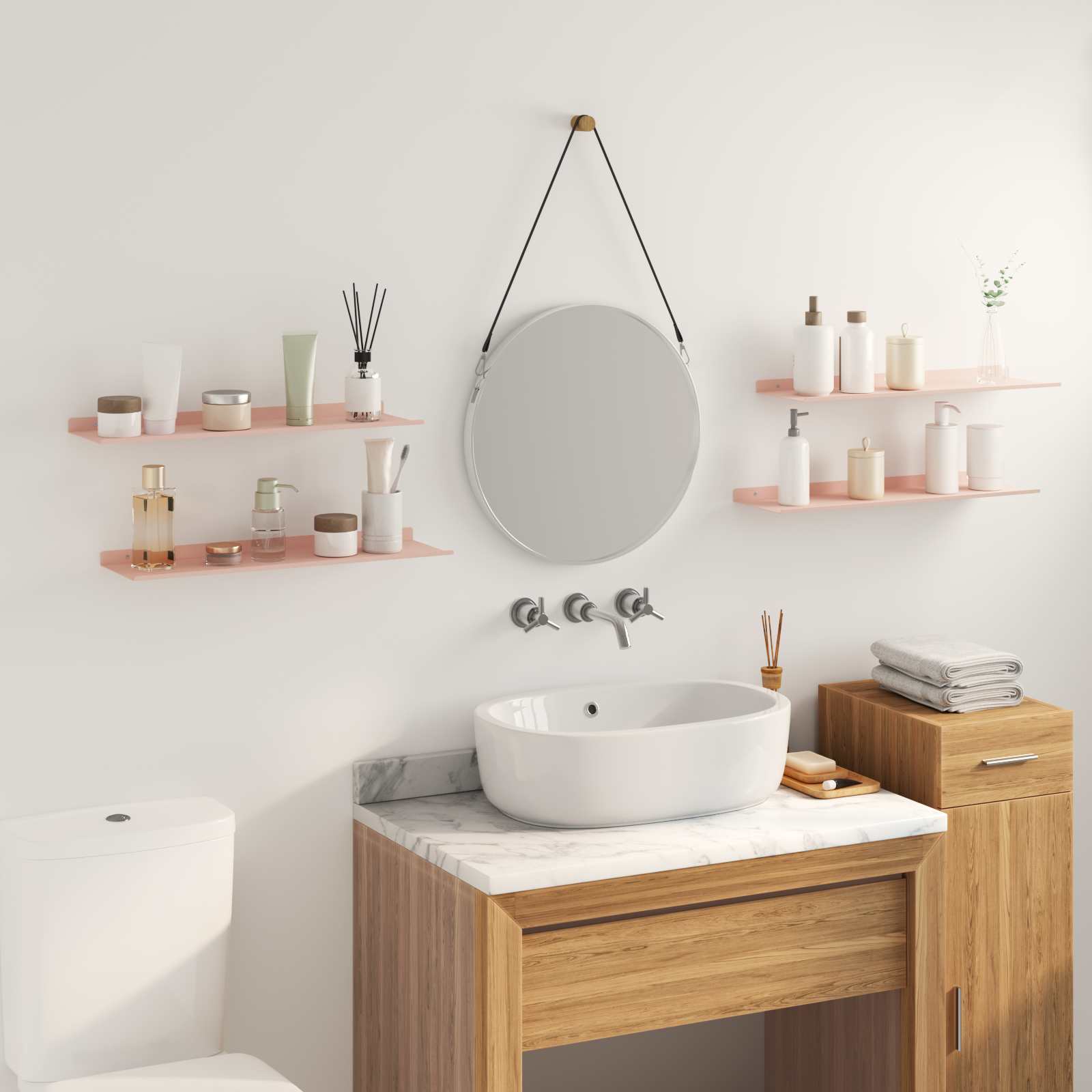 Étagère Murale avec étagère 4 pcs Rose 60 x 18 x 2,5 cm - XIOS