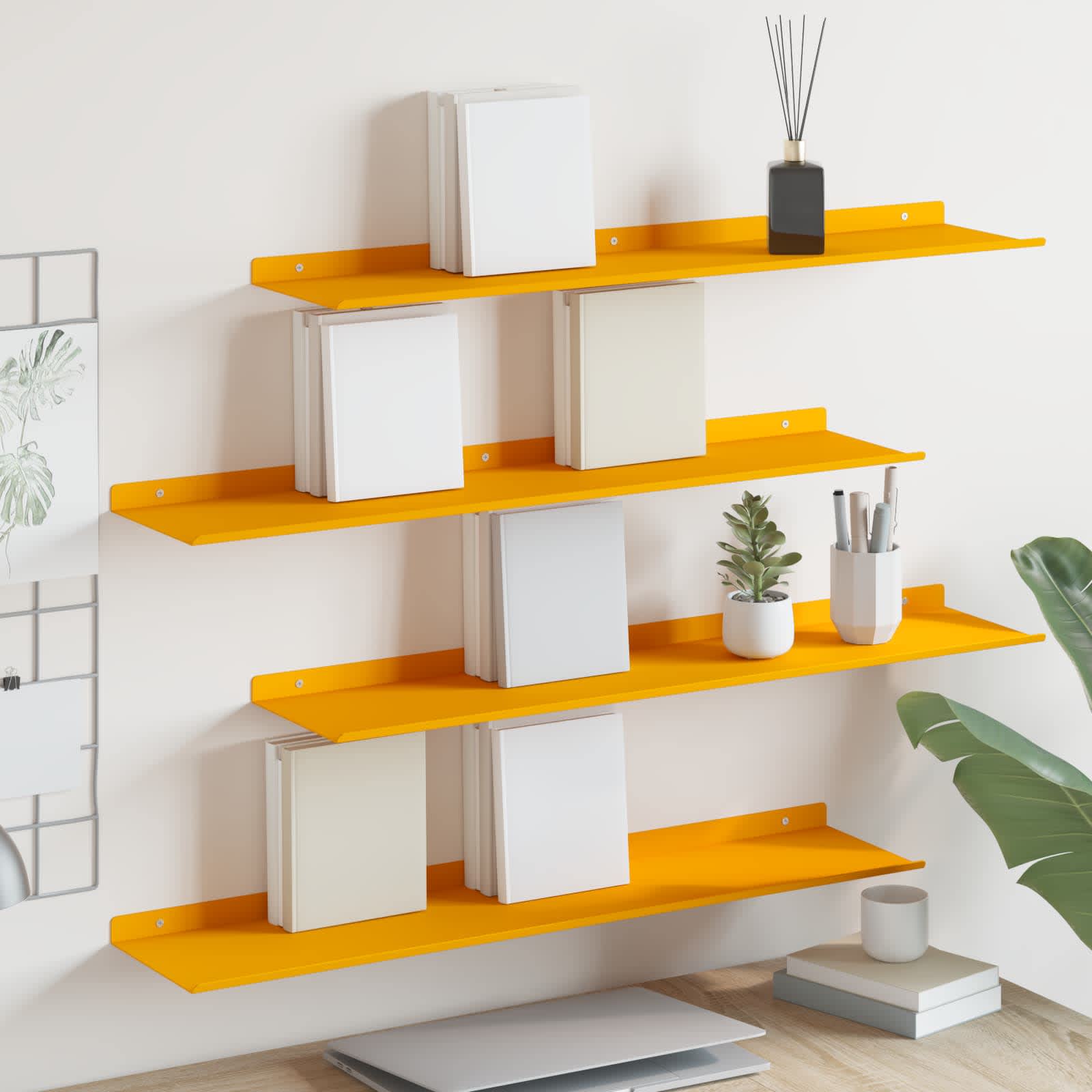 Étagère Murale 4 pcs Jaune moutarde 80 x 18 x 2,5 cm - XIOS