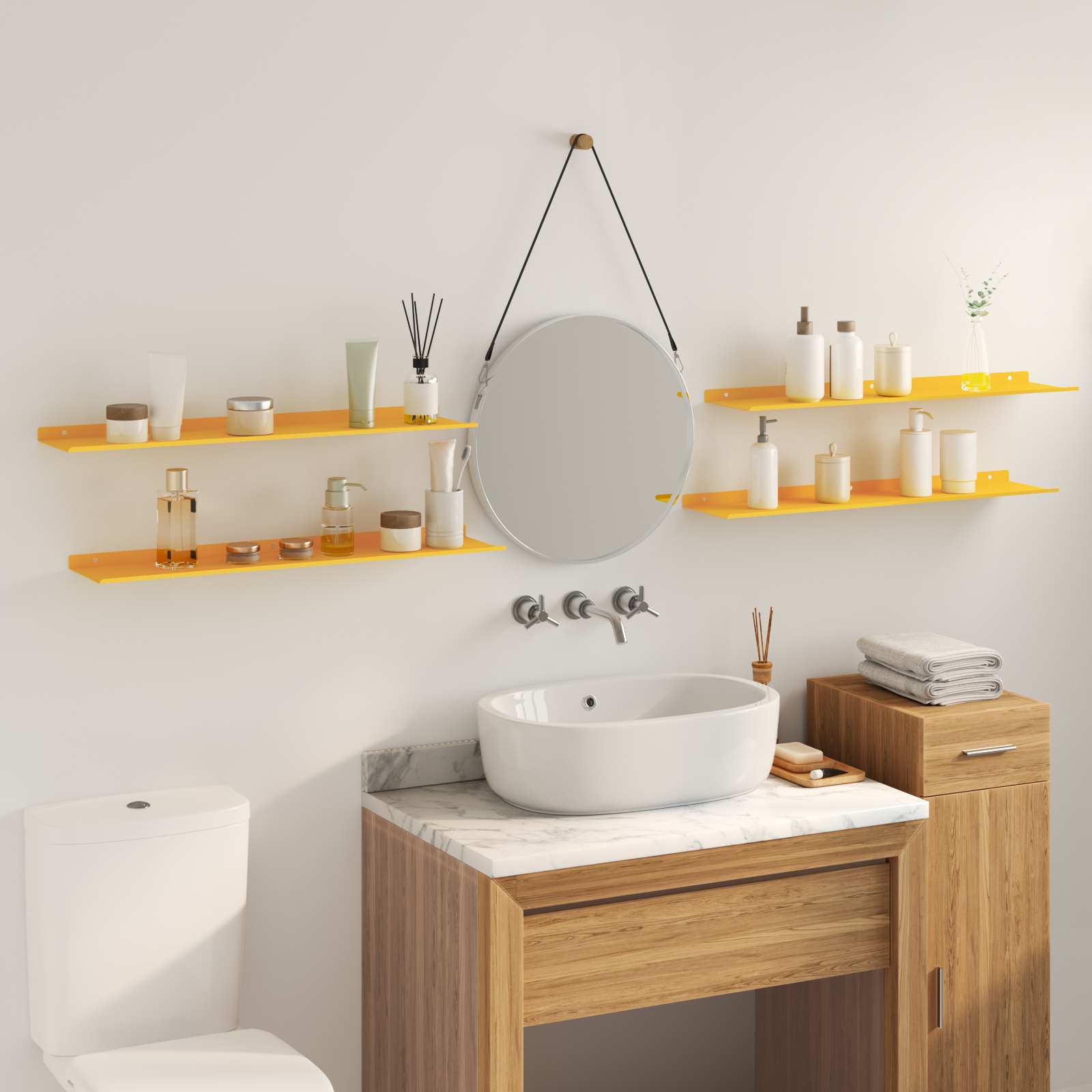 Étagère Murale 4 pcs Jaune moutarde 80 x 18 x 2,5 cm - XIOS