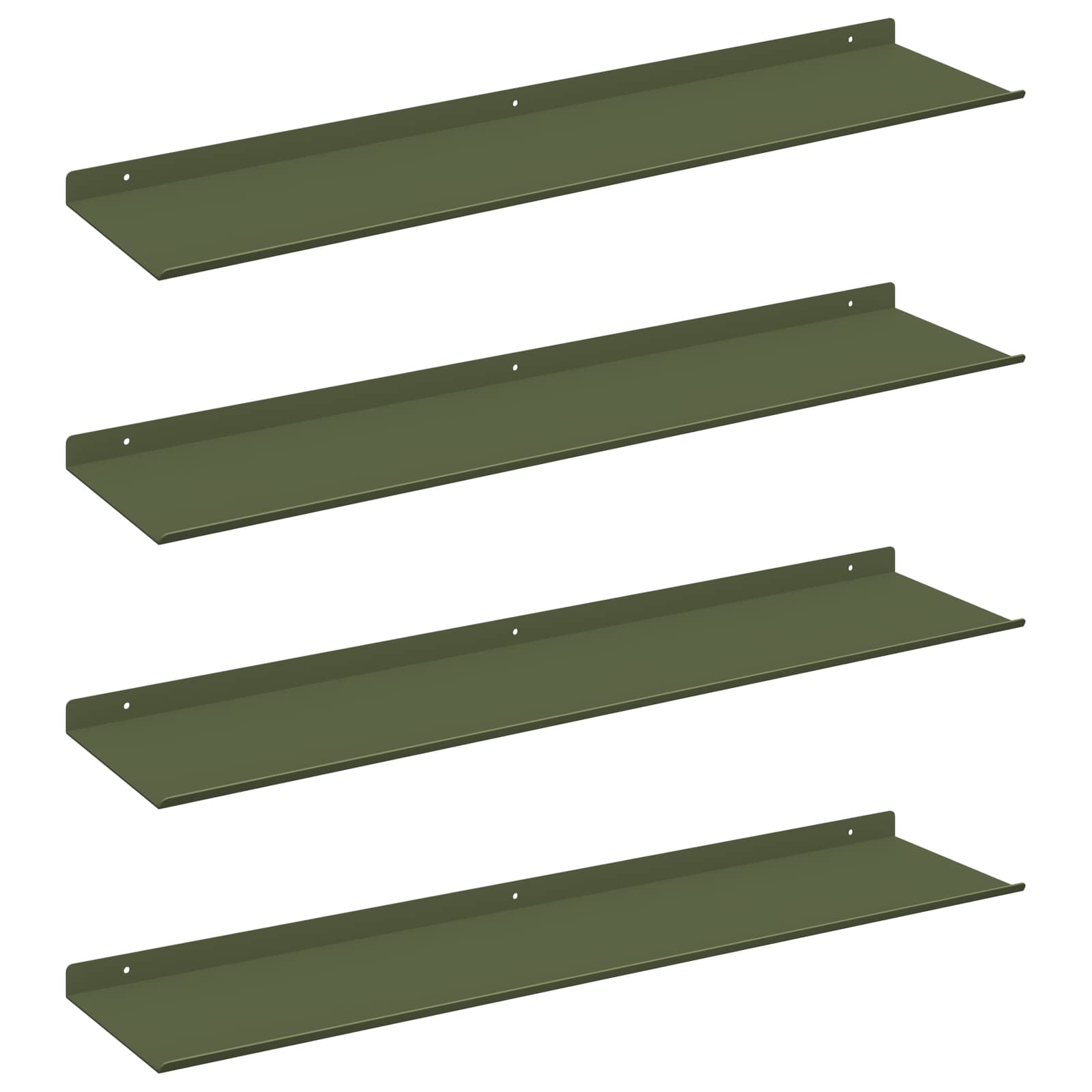 Étagère Murale avec étagère 4 pcs Vert olive 80 x 18 x 2,5 cm - XIOS