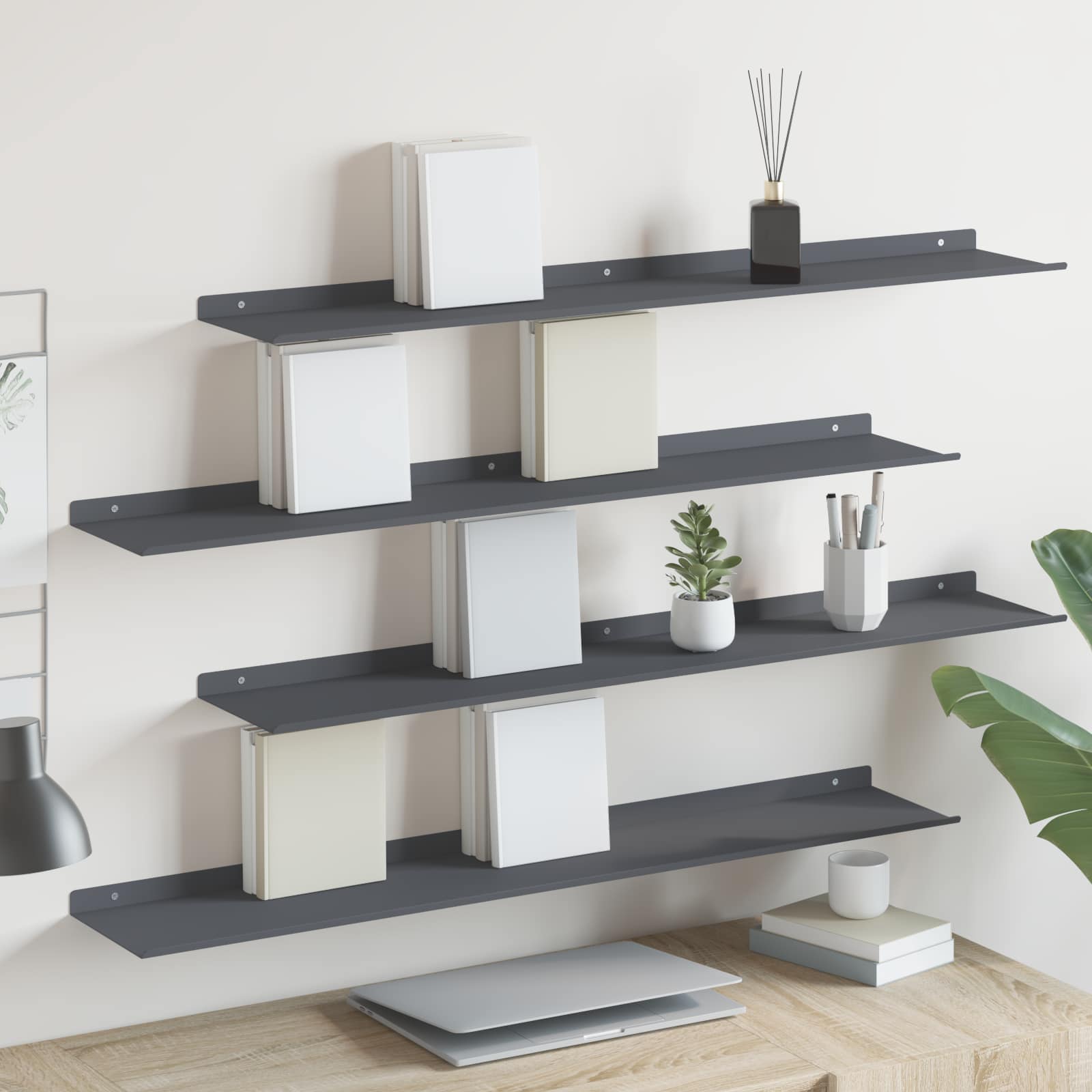 Étagère Murale avec étagère 4 pcs Anthracite 100 x 18 x 2,5 cm - XIOS