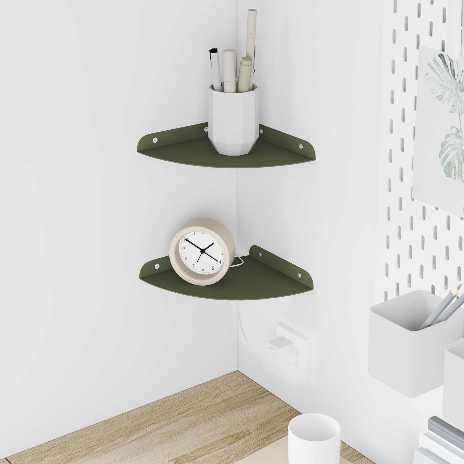 Étagère flottante avec étagère 2 pcs Vert olive 18 x 18 x 2 cm - XIOS