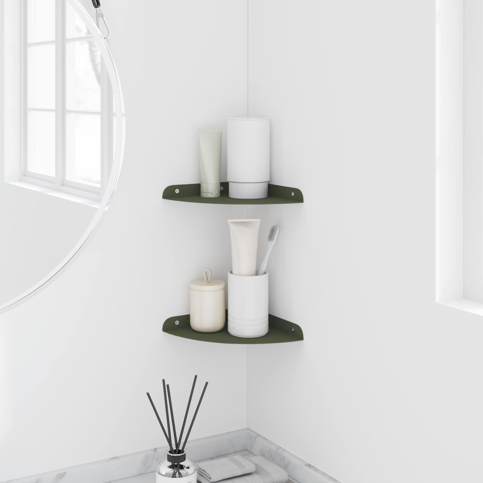 Étagère flottante avec étagère 2 pcs Vert olive 18 x 18 x 2 cm - XIOS
