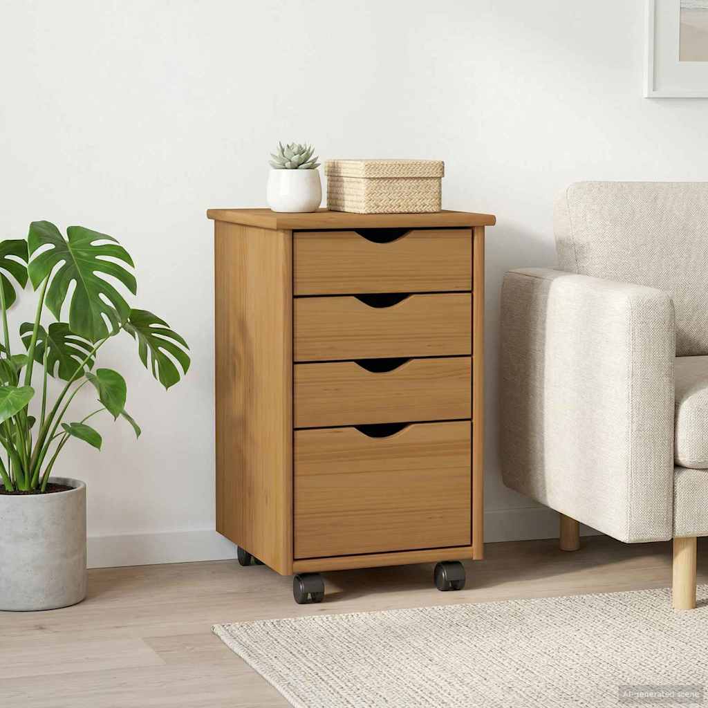Cabinet roulant MOSS Brun Miel 34 x 39 x 56 cm Pin massif - XIOS