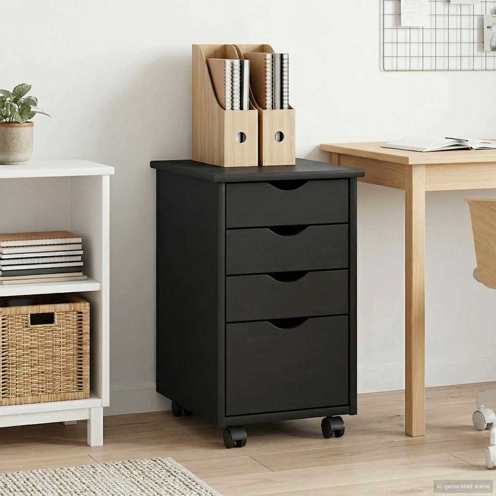Cabinet roulant avec roue Gris 34 x 39 x 56 cm Pin massif - XIOS