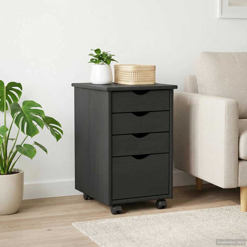 Cabinet roulant avec roue Gris 34 x 39 x 56 cm Pin massif - XIOS