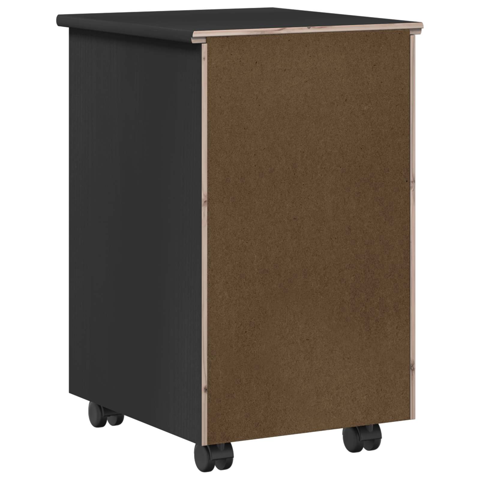 Cabinet roulant Noir 34 x 39 x 56 cm Bois de Pin Massif - XIOS