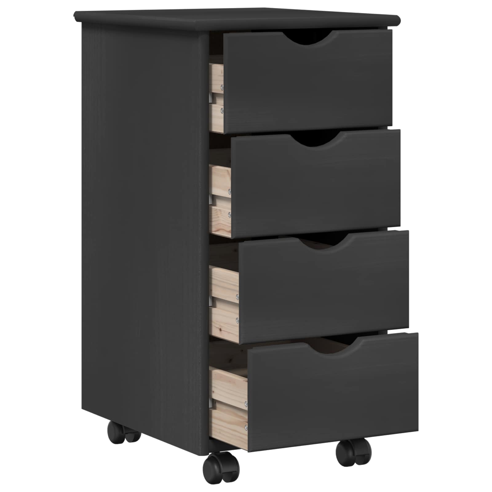 Cabinet roulant Gris 34 x 39 x 65,5 cm Bois de Pin Massif - XIOS
