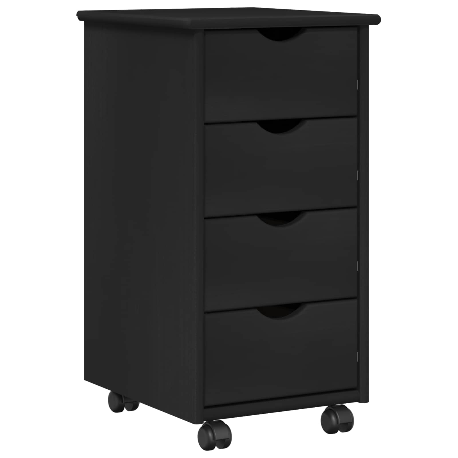 Cabinet roulant Noir 34 x 39 x 65,5 cm Bois de Pin Massif - XIOS