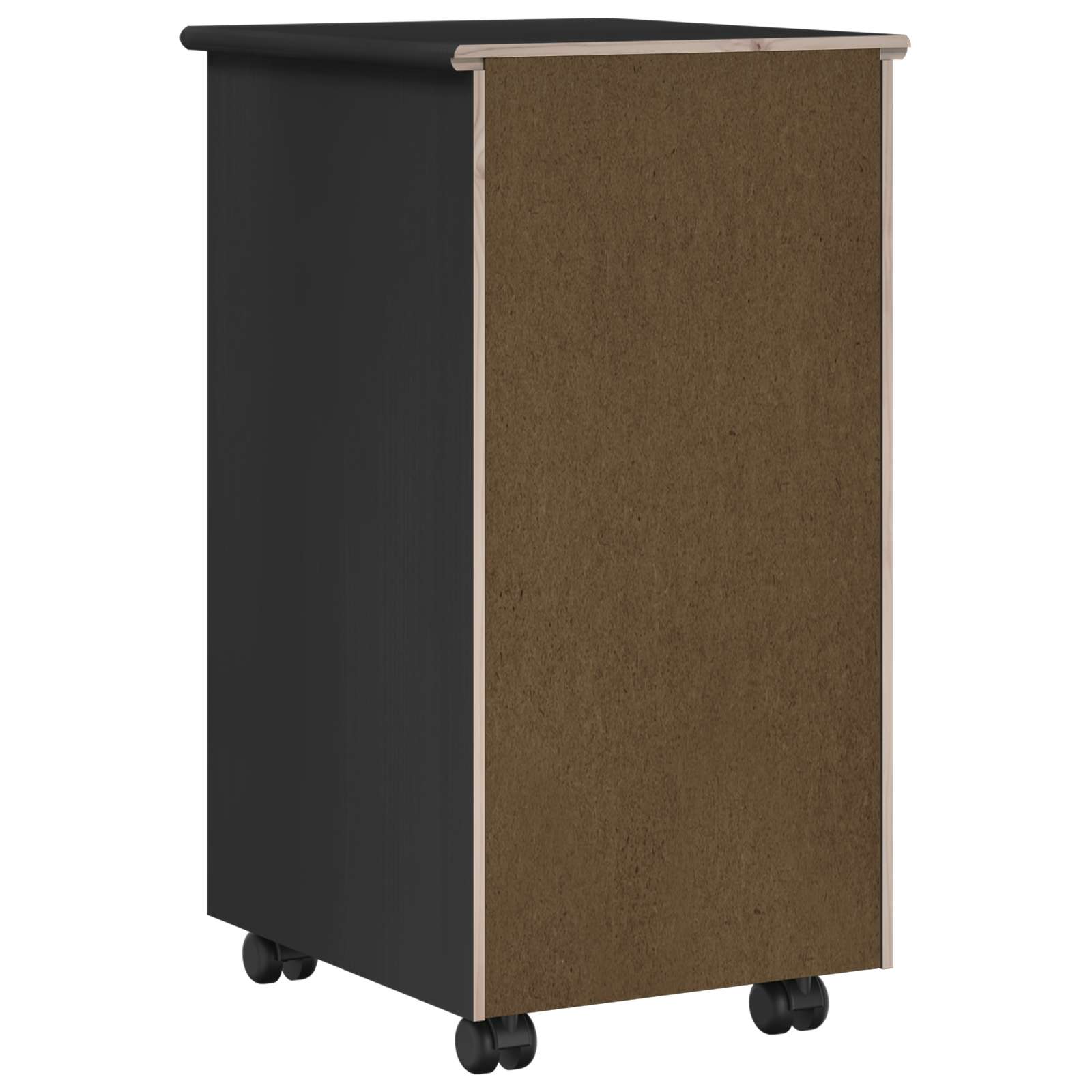 Cabinet roulant Noir 34 x 39 x 65,5 cm Bois de Pin Massif - XIOS