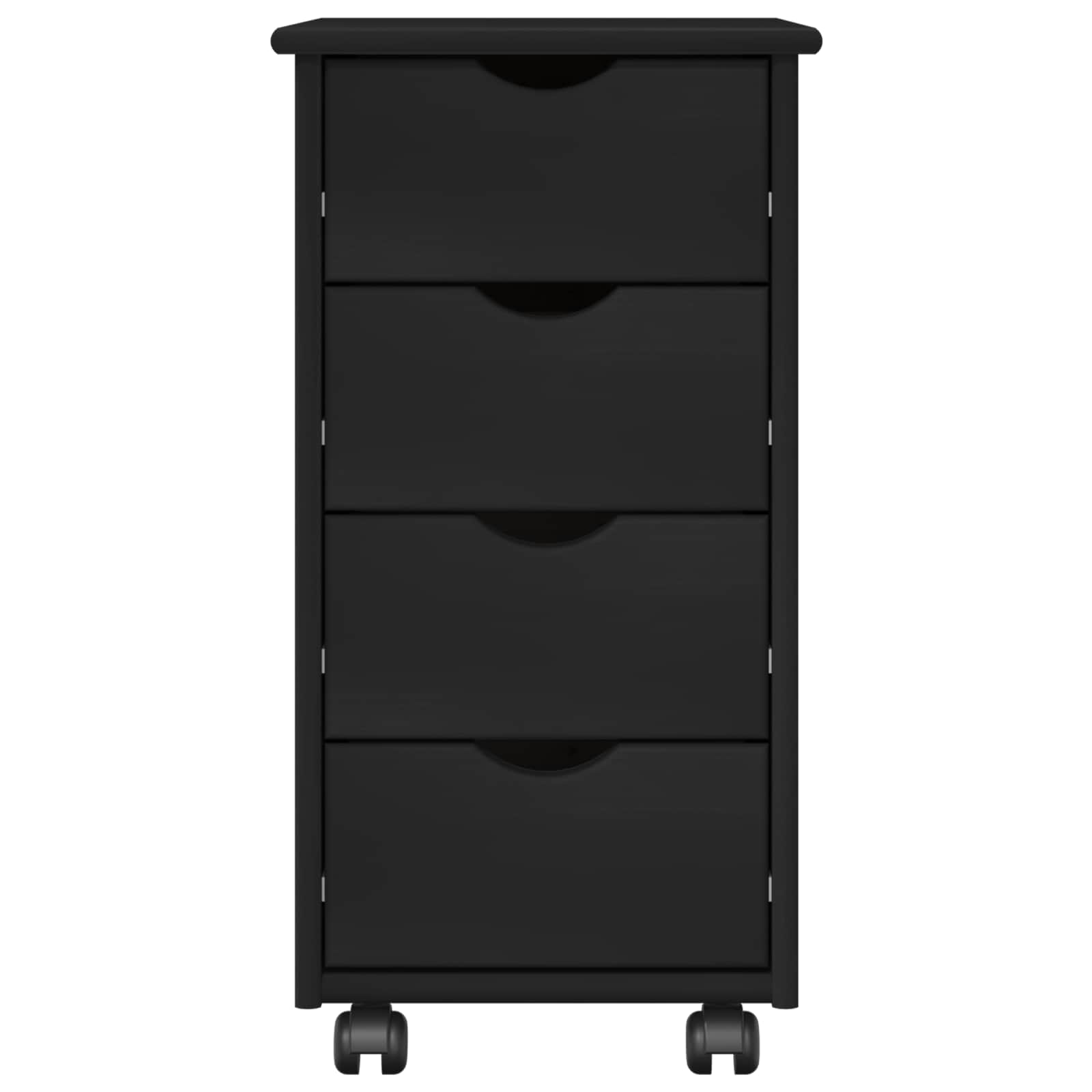 Cabinet roulant Noir 34 x 39 x 65,5 cm Bois de Pin Massif - XIOS